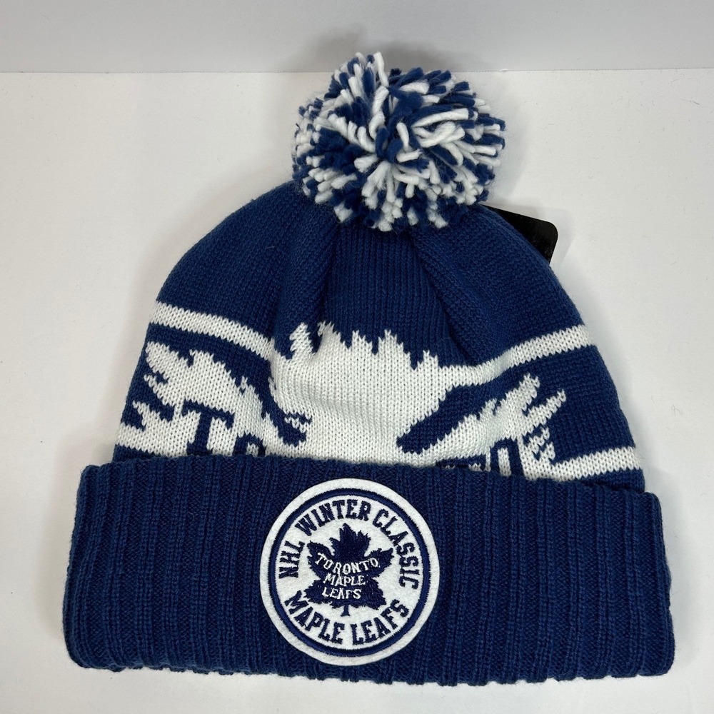 Reebok Toronto Maple Leafs NHL Winter Classic Blue White Knit Pom Beanie Hat New